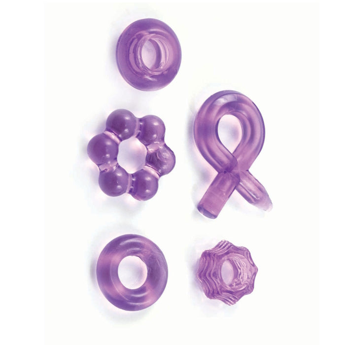 ENHANCER FIVE PIECE COCK RING SET - PURPLE