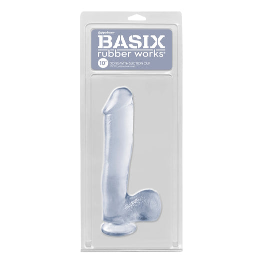 BASIX RUBBER WORKS 10" DONG WITH SUCTION CUP - CLEAR