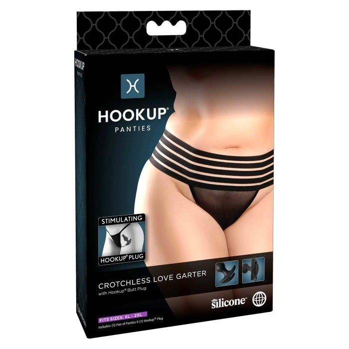 HOOKUP PANTIES CROTCHLESS LOVE GARTER - FITS XL-XXL