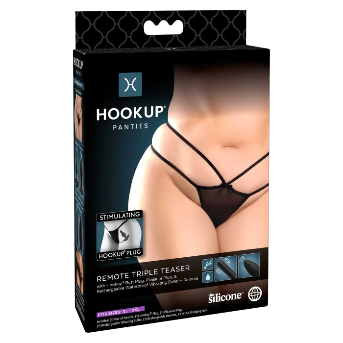HOOKUP PANTIES REMOTE TRIPLE TEASER - FITS XL-XXL