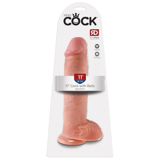 DILDO W/ BALLS 11" LIGHT KING COCK