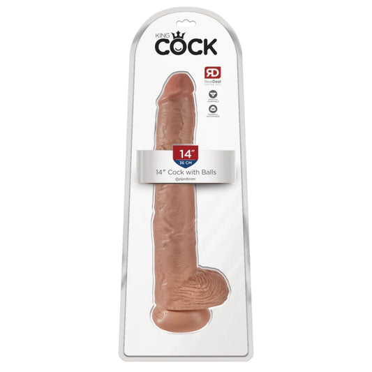 KING COCK 14" COCK W/ BALLS - TAN