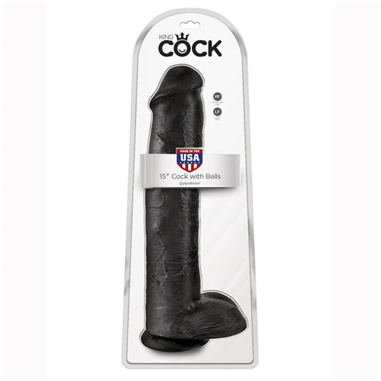 KING COCK 15IN COCK WITH BALLS - BLACK