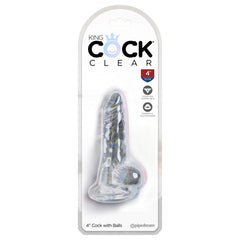 KING COCK CLEAR 4" W/ BALLS - CLEAR