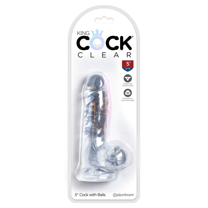 KING COCK CLEAR 5" W/ BALLS - CLEAR