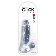 KING COCK CLEAR 7" W/ BALLS - CLEAR