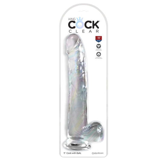 KING COCK CLEAR 11" W/ BALLS - CLEAR