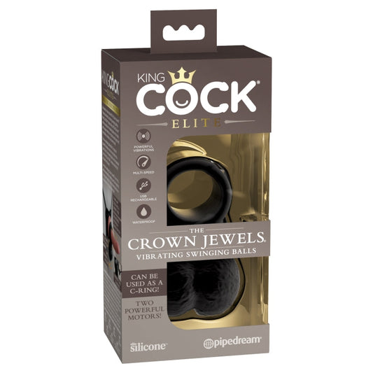 KING COCK ELITE VIBE SILICONE BALLS - BLACK