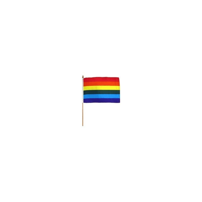 PRIDE RAINBOW FLAG W/STICK (12 IN x 18 IN) - SML