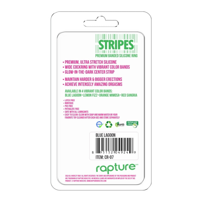 STRIPES PREMIUM BANDED SILICONE RING - BLUE LAGOON