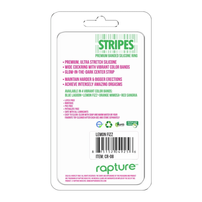 STRIPES PREMIUM BANDED SILICONE RING - LEMON FIZZ