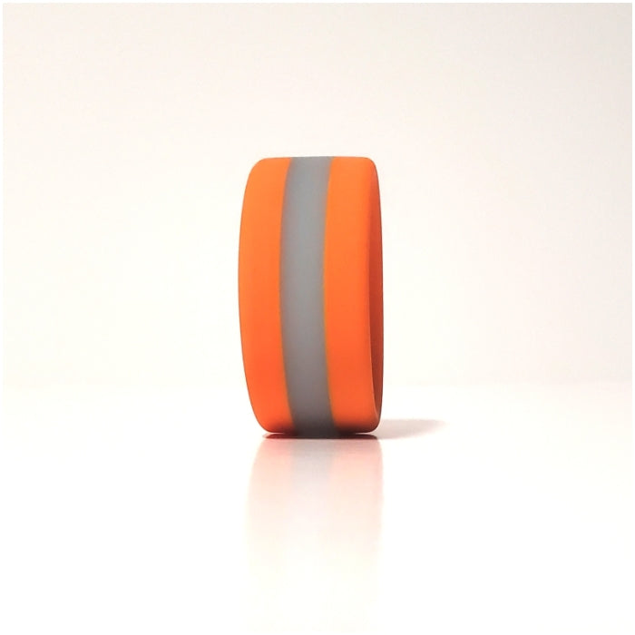 STRIPES PREMIUM BANDED SILICONE RING - ORANGE MIMOSA