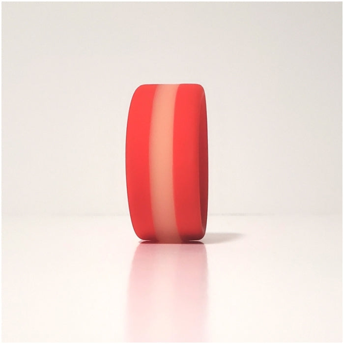 STRIPES PREMIUM BANDED SILICONE RING - RED SANGRIA