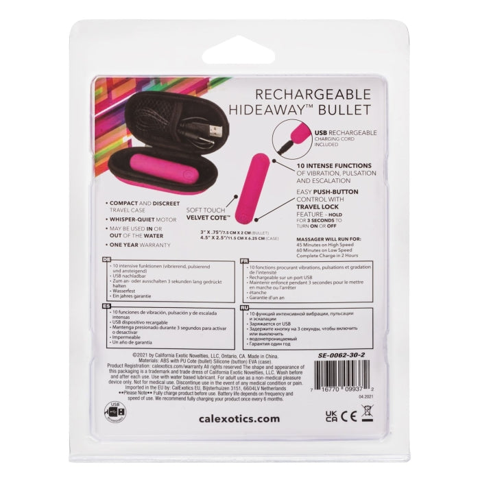 RECHARGEABLE HIDEAWAY BULLET - PINK