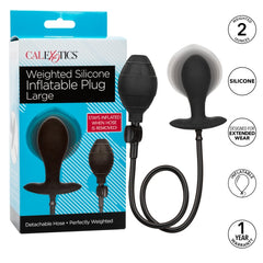 WEIGHTED SILICONE INFLATABLE PLUG LARGE - BLACK
