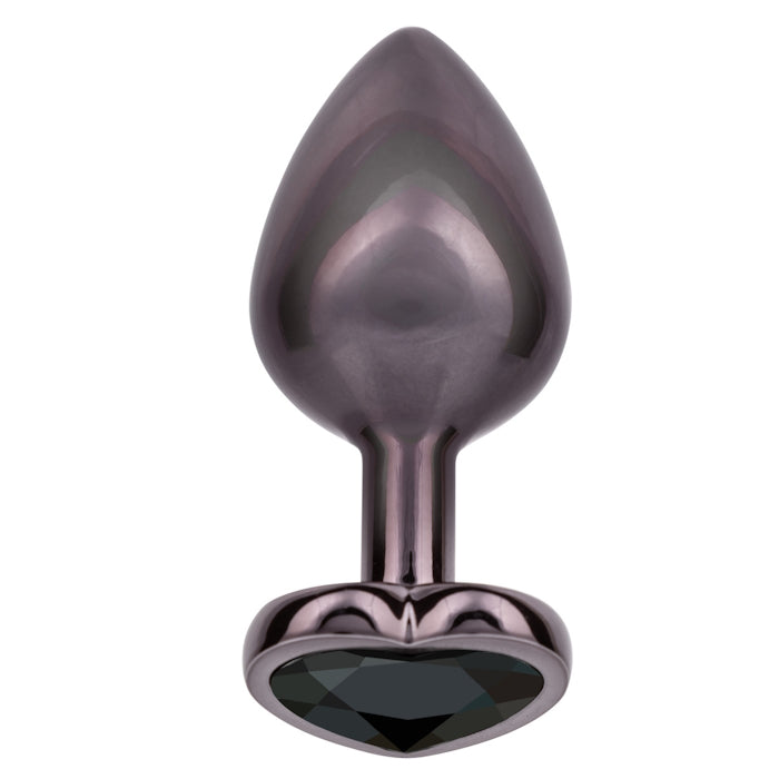 JEWEL LARGE BLACK DIAMOND HEART PLUG - BLACK