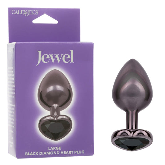 JEWEL LARGE BLACK DIAMOND HEART PLUG - BLACK