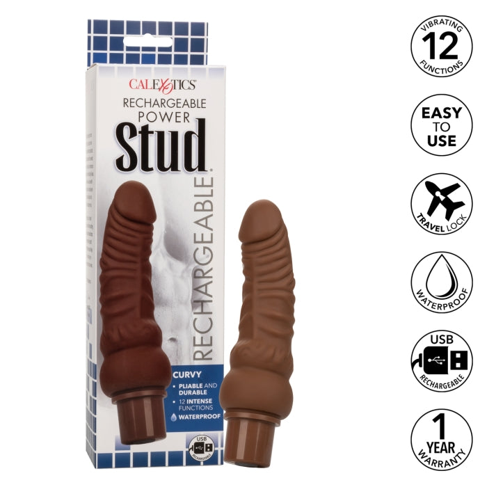 RECHARGEABLE POWER STUD CURVY VIBE - BROWN