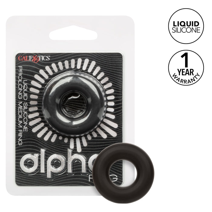COCK RING MEDIUM BLACK ALPHA LIQUID SILICONE PROLONG