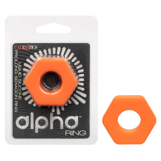 COCK RING ORANGE ALPHA LIQUID SILICONE PROLONG SEXAGON