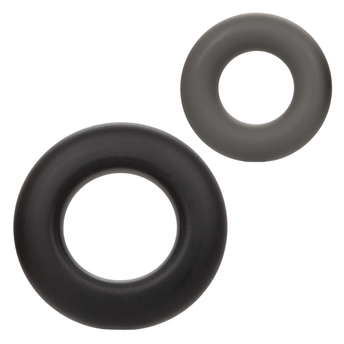 COCK RING BLACK ALPHA LIQUID SILICONE PROLONG SET OF 2