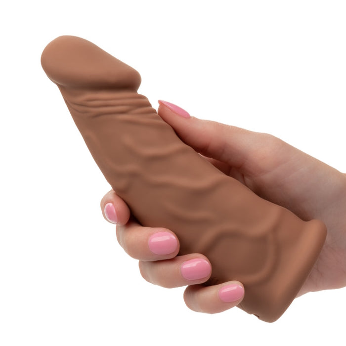 PERFORMANCE MAXX RECHARGEABLE VIBRATING EXTENSION 7" - BROWN