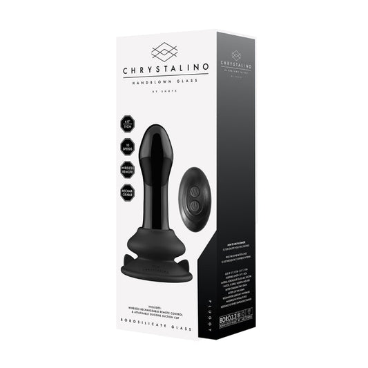 PLUGGY GLASS VIBE W/ SUCTION CUP & REMOTE 10X - BLACK