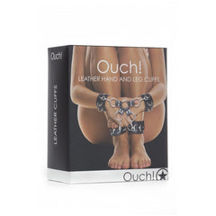 LEATHER HAND AND LEGCUFFS - BLACK