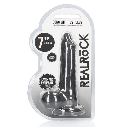 REALISTIC DILDO WITH BALLS 7" 17 CM BLACK