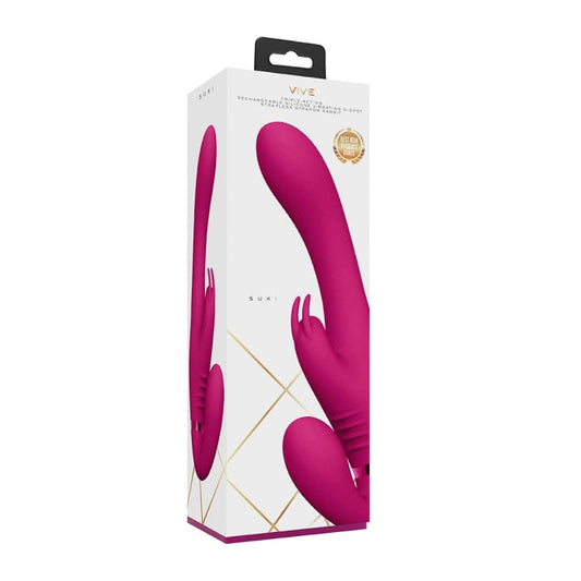 SUKI - VIBRATING STRAPLESS STRAP-ON RABBIT - PINK