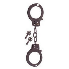 CHROME SINGLE LOCK BLACK HANDCUFFS
