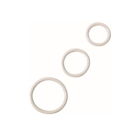 WHITE RUBBER RING COCK RING 3PC SET
