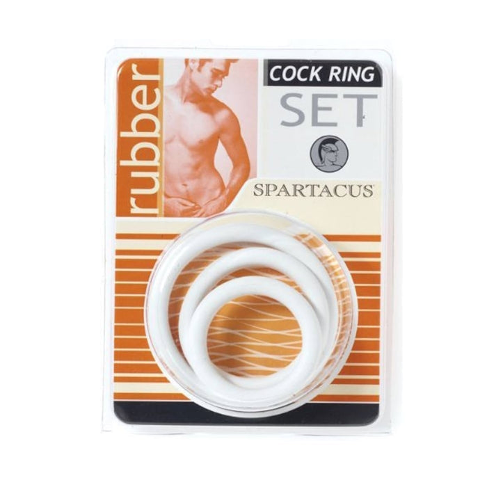 WHITE RUBBER RING COCK RING 3PC SET