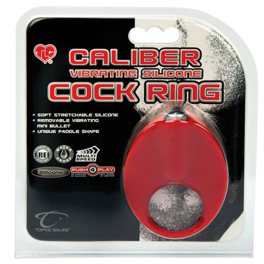 RED CALIBER VIBE SILICONE COCK RING .8"