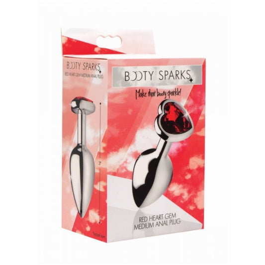 BS RED HEART GEM MEDIUM ANAL PLUG - RED