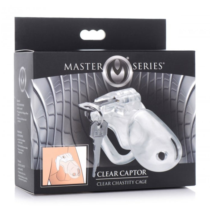 MS CLEAR CAPTOR CHASTITY CAGE WITH KEYS - LARGE