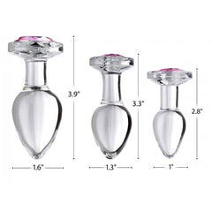 BS PINK GEM GLASS ANAL PLUG - LARGE