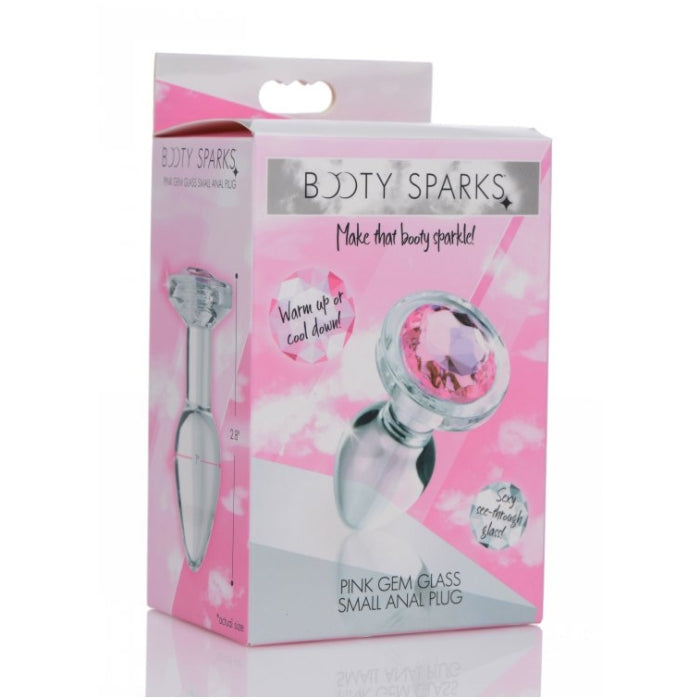 BS PINK GEM GLASS ANAL PLUG - SMALL