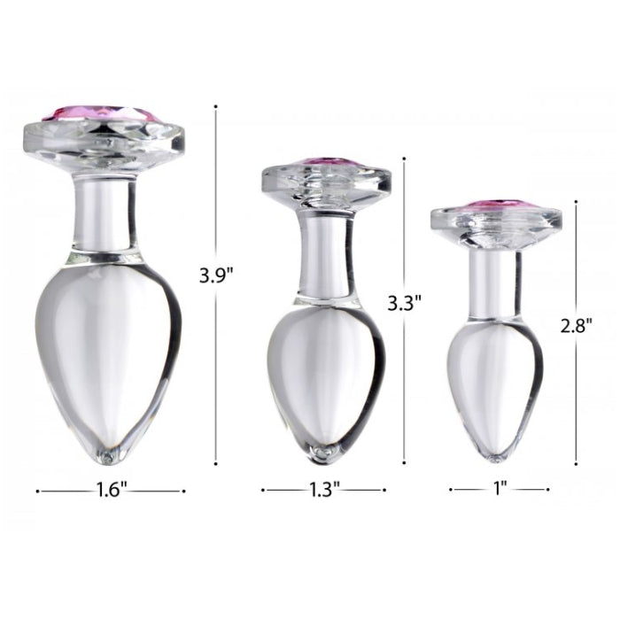 BS PINK GEM GLASS ANAL PLUG - SMALL