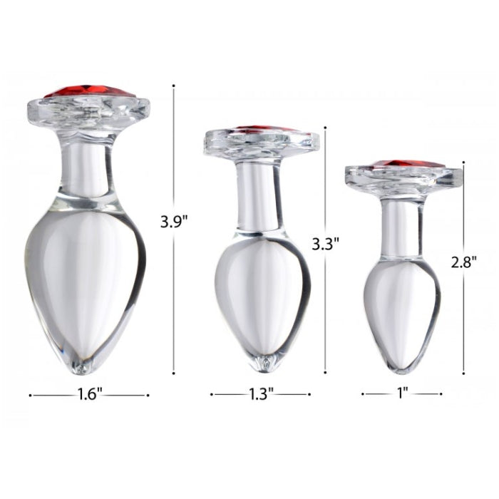 BS RED HEART GEM GLASS ANAL PLUG - SMALL