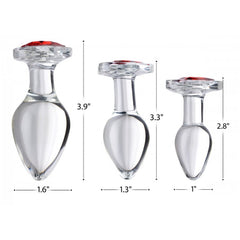 BS RED HEART GEM GLASS ANAL PLUG - SMALL