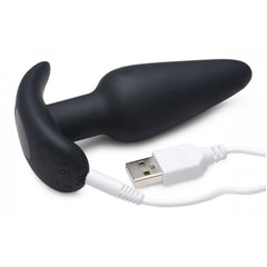 REMOTE CONTROL 21X VIBRATING SILICONE BUTT PLUG - BLACK