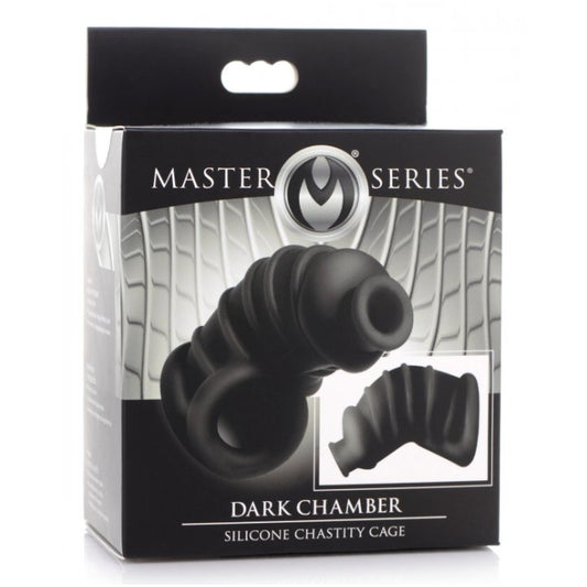 MS DARK CHAMBER SILICONE CHASTITY CAGE - BLACK