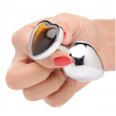 BS GEMSTONES TIGER EYE HEART - SMALL ANAL PLUG