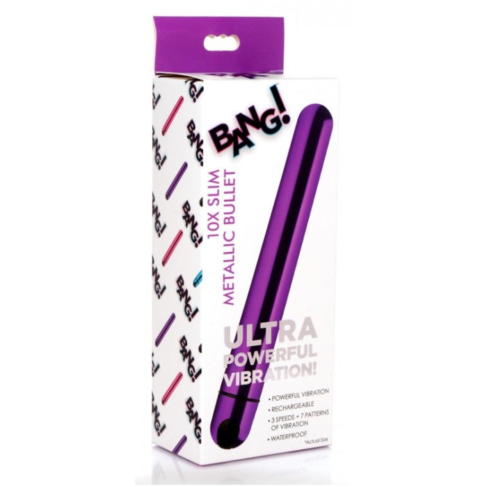 BG 10X SLIM METALLIC BULLET - PURPLE - RECHARGEABLE - 6.5