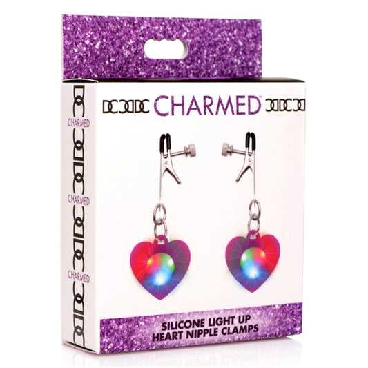 CH SILICONE LIGHT UP HEART NIPPLE CLAMPS