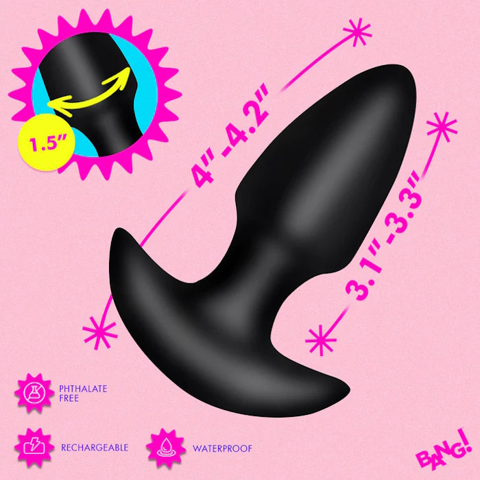 THRUSTING BUTT PLUG VIBE BLACK SILICONE