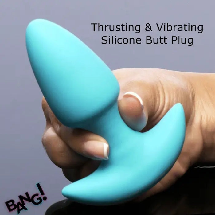 THRUSTING BUTT PLUG VIBE BLUE SILICONE