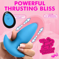 THRUSTING BUTT PLUG VIBE BLUE SILICONE