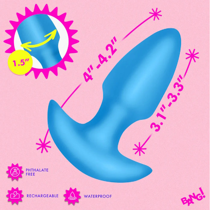 THRUSTING BUTT PLUG VIBE BLUE SILICONE